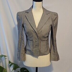 EUC - Diane Von Furstenberg Grey Striped Blazer Jacket - Size 4